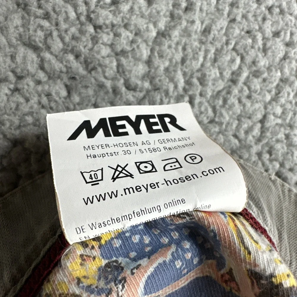 Meyer‎ Diego Chino Pants Men 36x28 Grey Cotton Stretch Modern Flat Front